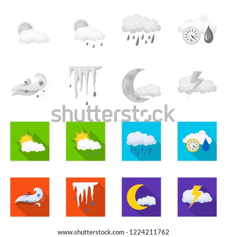Isolated object of weather and climate logo. Collection of weather and cloud stock vector illustration.