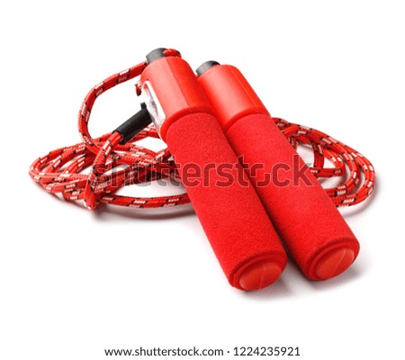 Jump rope on white background. Sports equipment