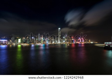 Hongkong city skyline, Vitoria harbour night scenery