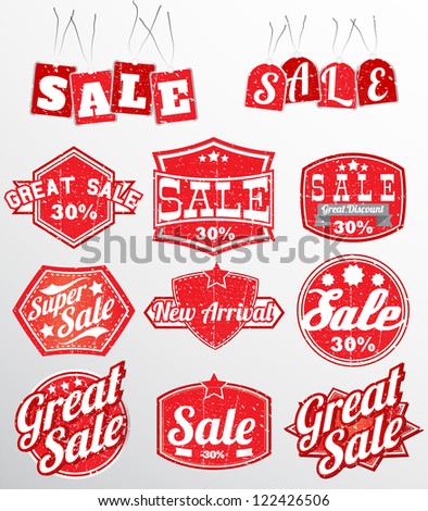 red sale labels set