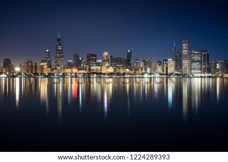 View at Chicago night skyline 
