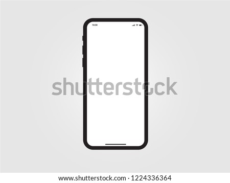 iPhone Black Mobile Mockup Template Vector Outline Smartphone Device App similar to Samsung Google Pixel Huawei on Grey Background