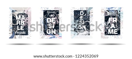Dynamic Marble Texture Frame Vector Layout. Liquid Paint Trendy Suminagashi Ad, Music Poster, Motivational Card, Cover Background. Abstract Marble Texture Design with Text, Gradient Overlay Border