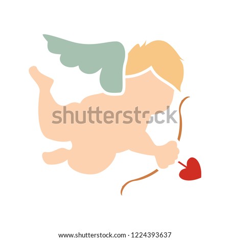 vector love cupid concept. Flat illustration of love silhouette. romantic love angel isolated on white background. valentine sign symbol. love icon