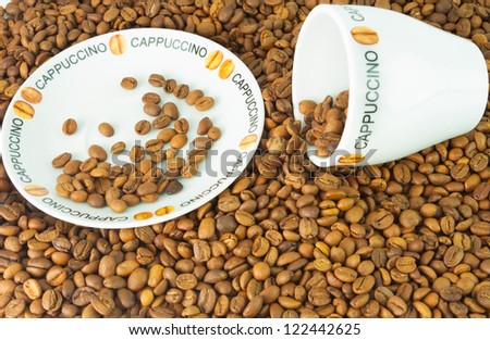 Coffee beans and coffee pot