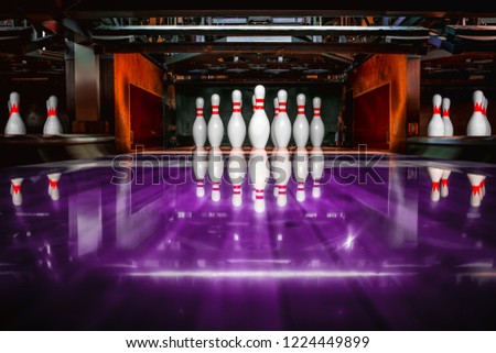 bowling alley. pins