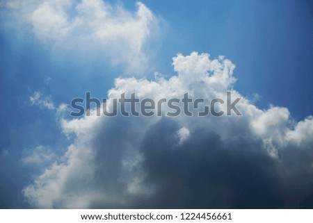 Blue sky with cloud. Clearing day and Good weather in the morning. Sunset with sun rays, sky with clouds and sun.Plain landscape background for summer.                                    