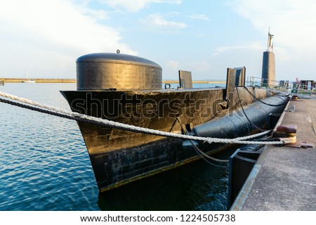 picture of a historical submarine boat in the harbor of Sassnitz, Ruegen, Germany