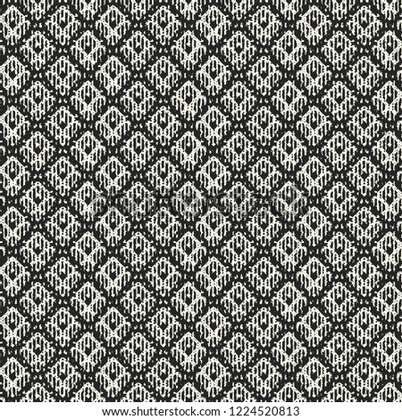 Monochrome Checkered Textured Distressed Background. Seamless Pattern.