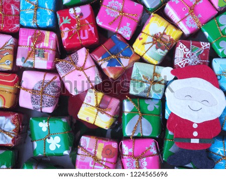 Santa Claus with Christmas gift box Christmas  background.