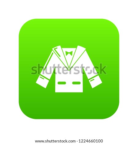 Wedding groom suit icon green vector isolated on white background