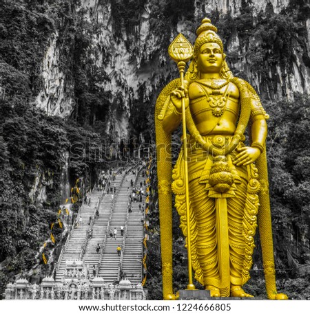 Lord Murugan Statue at the entrance of Batu Caves in Kuala Lumpur, Malaysia.