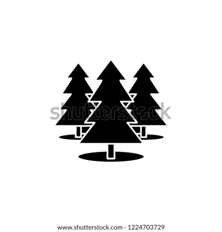 Three Christmas trees in the forest icon. Simple glyph vector of camping set for UI and UX, website or mobile application