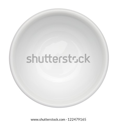 Empty clean bowl isolated on white background, top view Royalty-Free Stock Photo #122479165