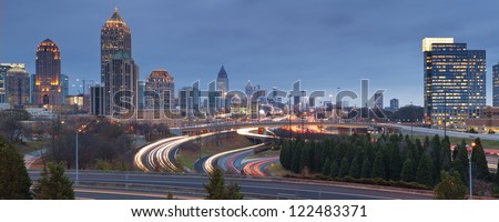 Atlanta. Panoramic image of Atlanta skyline at twilight.