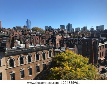 Boston view from Charles street in fall 2018.