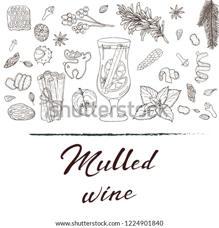 Vector pattern of mulled wine. Place for the inscription. Template. 
