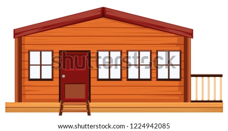An exterior of wooden house illustration