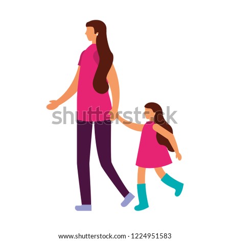mother with daughter holding hands