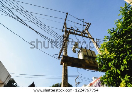 Transformer electric pole The use of electricity Of people today.
