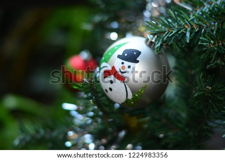 Christmas balls on Christmas tree decoration for Christmas festival celebration of Christian