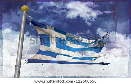 Greek flag in old grunge photo