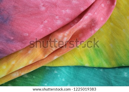 Rainbow Coloured Tie Dyed Fabric, cloth textures on rainbow fabric, abstract textures on cotton