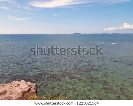 Sea view from the top of a hill in an island in sabah.Image contain certain grain or noise and soft focus when view at full resolution.