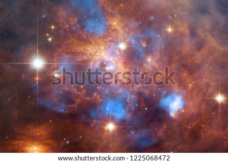 Nebulas, galaxies and stars in beautiful composition. Deep space art. Elements of this image furnished by NASA.