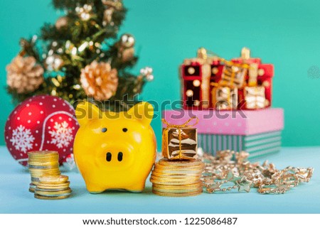Christmas, new year, piggy Bank holiday 2019. The year of the yellow pig.