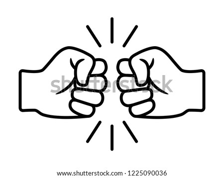 Bro fist bump or power five pound line art vector icon for apps and websites Royalty-Free Stock Photo #1225090036