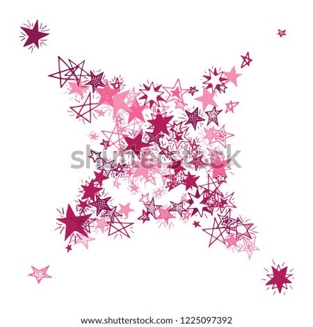 Doodle Stars. Hand Drawn Holiday Background for Placard, Cover, Brochure. Bright Starry Pattern with Simple Freehand Elements. Funny Vector Background for Party Decoration.