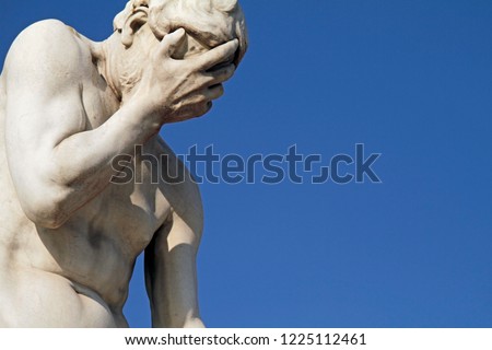 Facepalm statue in Paris, France Royalty-Free Stock Photo #1225112461