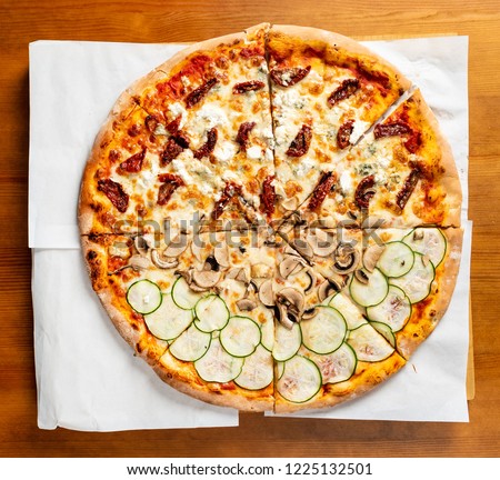 tasty pizza on table