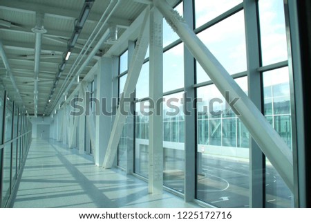 White walls of the airport. Places for advertising. Architecture. Structures and details. Kiev. Ukraine.