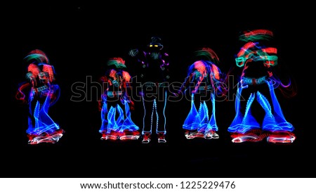 Neon Glow dancers. Entertainment. 3D illutration.
