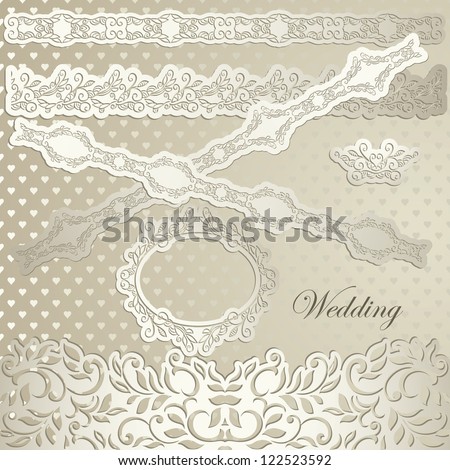 Set of luxury design elements for wedding card invitation