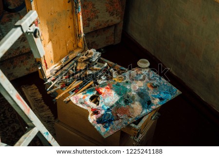 artist's palette in the workshop