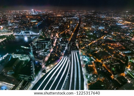 Night view of London Bridge Station and Tower Bridge