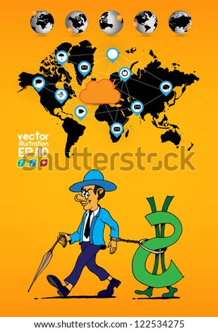 World map and businessman