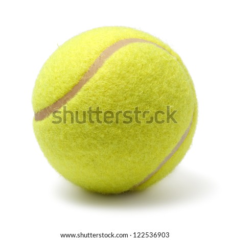 Single tennis ball isolated on white background Royalty-Free Stock Photo #122536903