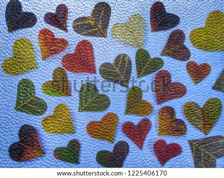 Decorative background of heart. Design elements for Valentine's Day. Flat lay, top view