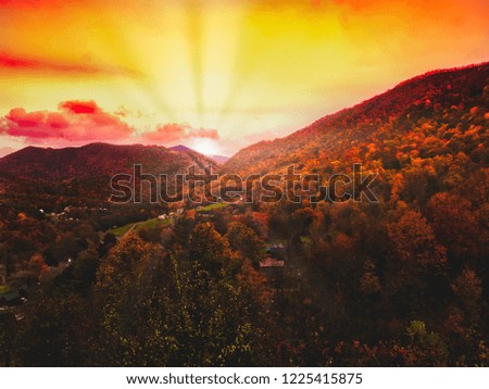 Sunrise in the valley during fall