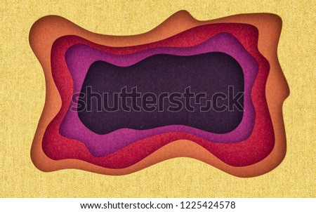 Fabric texture cut abstract background with flowing cut shapes. 3d rendering.