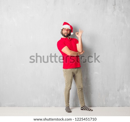 young crazy man full body. christmas concept