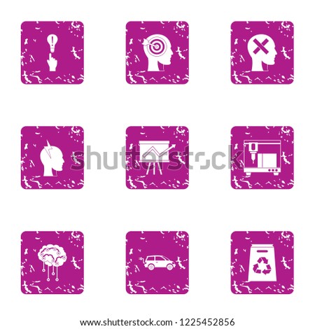 Graph on the rise icons set. Grunge set of 9 graph on the rise vector icons for web isolated on white background
