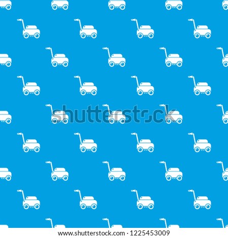 Lawn mower machine pattern vector seamless blue repeat for any use