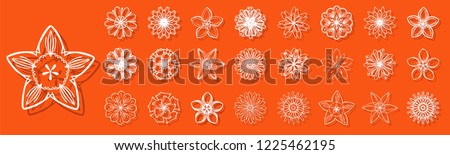 Best flower icon set. Simple set of flower vector icons for web design on orange background for any design