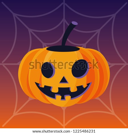 happy halloween pumpkins with spiderweb