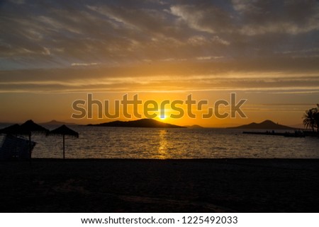 Sunset over the lagoon, La Manga del Mar Menor, Spain